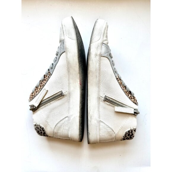 Dolce Vita Zonya Sneakers In White/black Embossed Lizard 10 - Picture 8 of 10